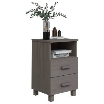 HAMAR Light Grey Bedside Cabinet - Solid Pinewood Nightstand