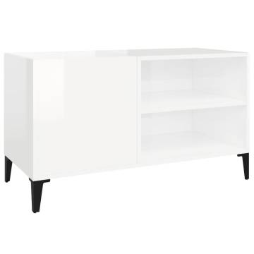 High Gloss White Record Cabinet - Stylish Vinyl Storage