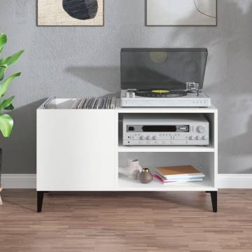 High Gloss White Record Cabinet - Stylish Vinyl Storage