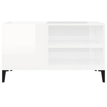 High Gloss White Record Cabinet - Stylish Vinyl Storage