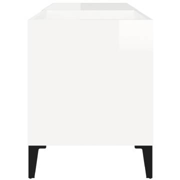 High Gloss White Record Cabinet - Stylish Vinyl Storage