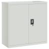 Stylish Grey Office Cabinet with 2 Doors - 90 cm Steel Storage