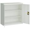 Stylish Grey Office Cabinet with 2 Doors - 90 cm Steel Storage