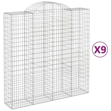 Arched Gabion Baskets 9 pcs Galvanised Iron 200x50x200/220 cm