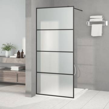 Walk-in Shower Wall Black 90x195 cm Frosted ESG Glass