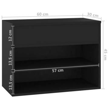 Shoe Bench Black 60x30x45 cm | Stylish Storage Solution