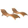 Sun Loungers 2 pcs Solid Acacia Wood - Relax Comfortably