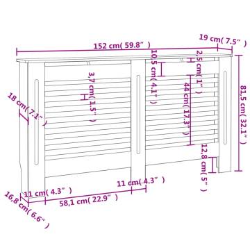 Stylish White Radiator Cover - 152x19x81.5 cm MDF