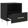 Black Bedside Cabinet - Modern Engineered Wood Storage