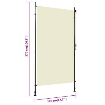 Outdoor Roller Blind 120x270 cm Cream - Privacy & Shade