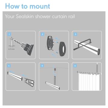 Sealskin Easy-Roll Shower Curtain Rail Set - Black | Hipo Market