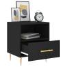 Black Bedside Cabinet - Modern Engineered Wood Storage