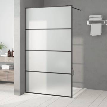 Walk-in Shower Wall Black 115x195 cm | Frosted ESG Glass