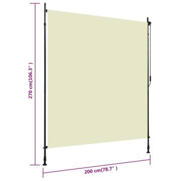 Cream Outdoor Roller Blind 200x270 cm - Privacy & Shade