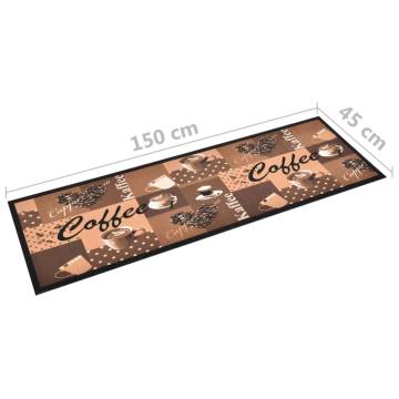 Washable Kitchen Carpet - Coffee Brown 45x150 cm - Hipo Market