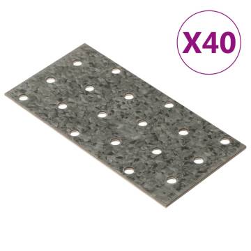 Perforated Plates 40 pcs Galvanised Steel - 120x60 mm