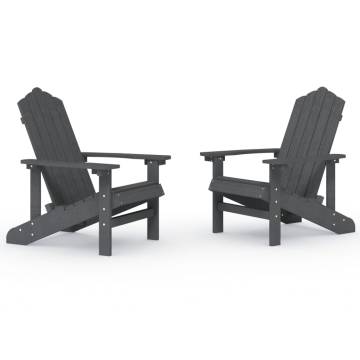 Garden Adirondack Chairs 2 pcs HDPE Anthracite - Hipomarket