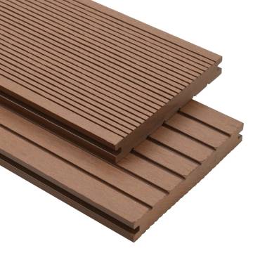 WPC Solid Decking Boards with Accessories - 26m² Light Brown