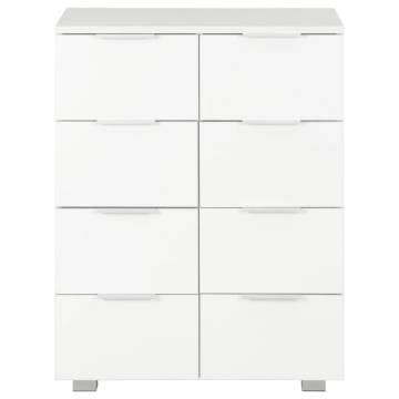 High Gloss White Sideboard - 8 Drawers & Engineered Wood | HipoMarket