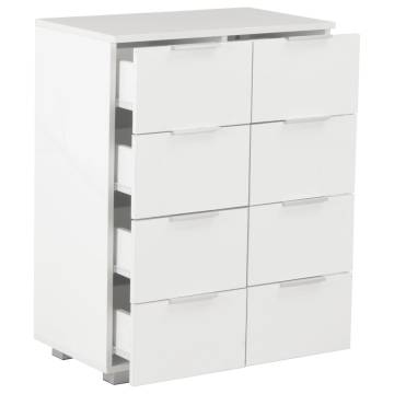 High Gloss White Sideboard - 8 Drawers & Engineered Wood | HipoMarket