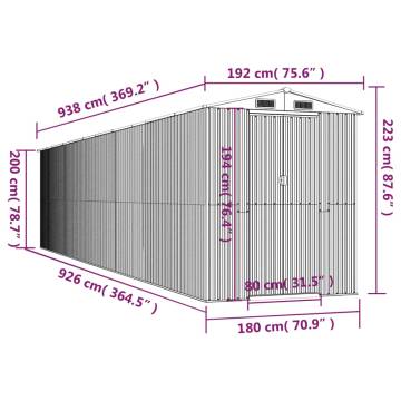 Spacious Dark Brown Garden Shed - Galvanised Steel Storage