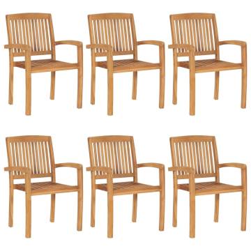 Stacking Garden Chairs Set - 6 Pcs Solid Teak Wood