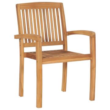 Stacking Garden Chairs Set - 6 Pcs Solid Teak Wood