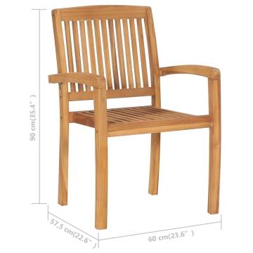 Stacking Garden Chairs Set - 6 Pcs Solid Teak Wood