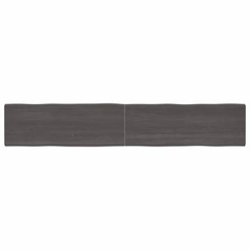 Table Top Dark Brown Solid Wood Live Edge - 220x40 cm