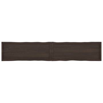 Table Top Dark Brown Solid Wood Live Edge - 220x40 cm