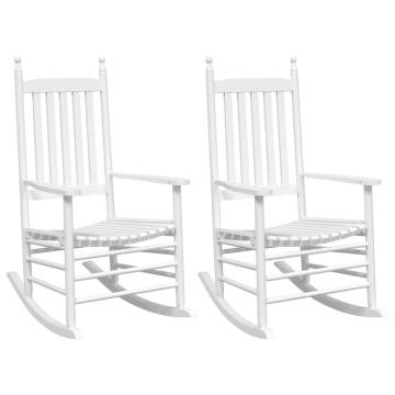 Comfortable White Rocking Chairs - 2 pcs Solid Wood Fir