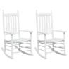 Comfortable White Rocking Chairs - 2 pcs Solid Wood Fir