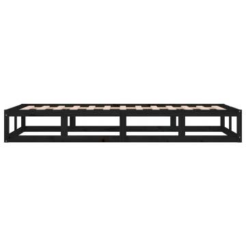 Black Bed Frame 100x200 cm - Solid Wood | Hipo Market