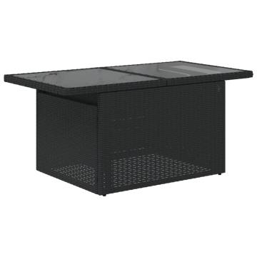 Garden Table with Glass Top - Black Poly Rattan