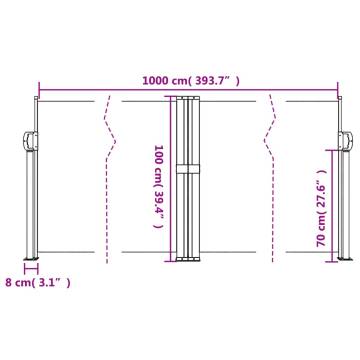 Retractable Side Awning Black 100x1000 cm - Privacy Screen