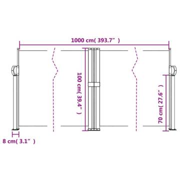 Retractable Side Awning Blue 100x1000 cm - Privacy & Style