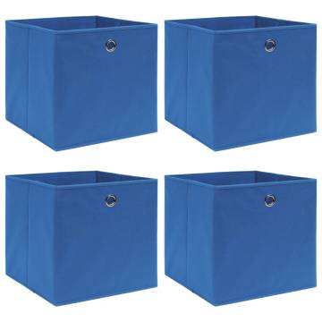 Blue Fabric Storage Boxes (4 pcs) - Durable & Foldable