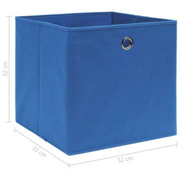 Blue Fabric Storage Boxes (4 pcs) - Durable & Foldable