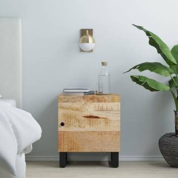 Solid Wood Mango Bedside Cabinet - Industrial Charm | Hipomarket