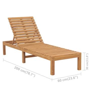 Sun Lounger Solid Teak Wood - Durable Patio Furniture