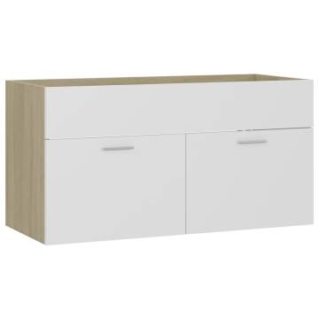 Sink Cabinet with Built-in Basin - White & Sonoma Oak