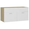 Sink Cabinet with Built-in Basin - White & Sonoma Oak