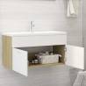 Sink Cabinet with Built-in Basin - White & Sonoma Oak