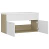 Sink Cabinet with Built-in Basin - White & Sonoma Oak