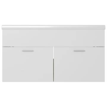 Sink Cabinet with Built-in Basin - White & Sonoma Oak