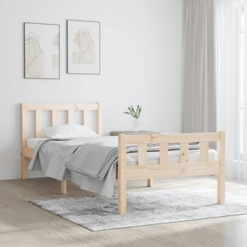 Solid Wood Bed Frame 75x190 cm - Small Single