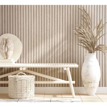 Noordwand Botanica Beige Wallpaper - Wooden Slats Design