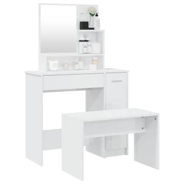 Stylish High Gloss White Dressing Table Set | Hipomarket