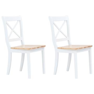 Elegant White & Light Wood Dining Chairs - 2 pcs Set