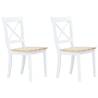 Dining Chairs 2 pcs White and Light Wood Solid Rubber Wood Colour white and natural Quantity in Package 2 